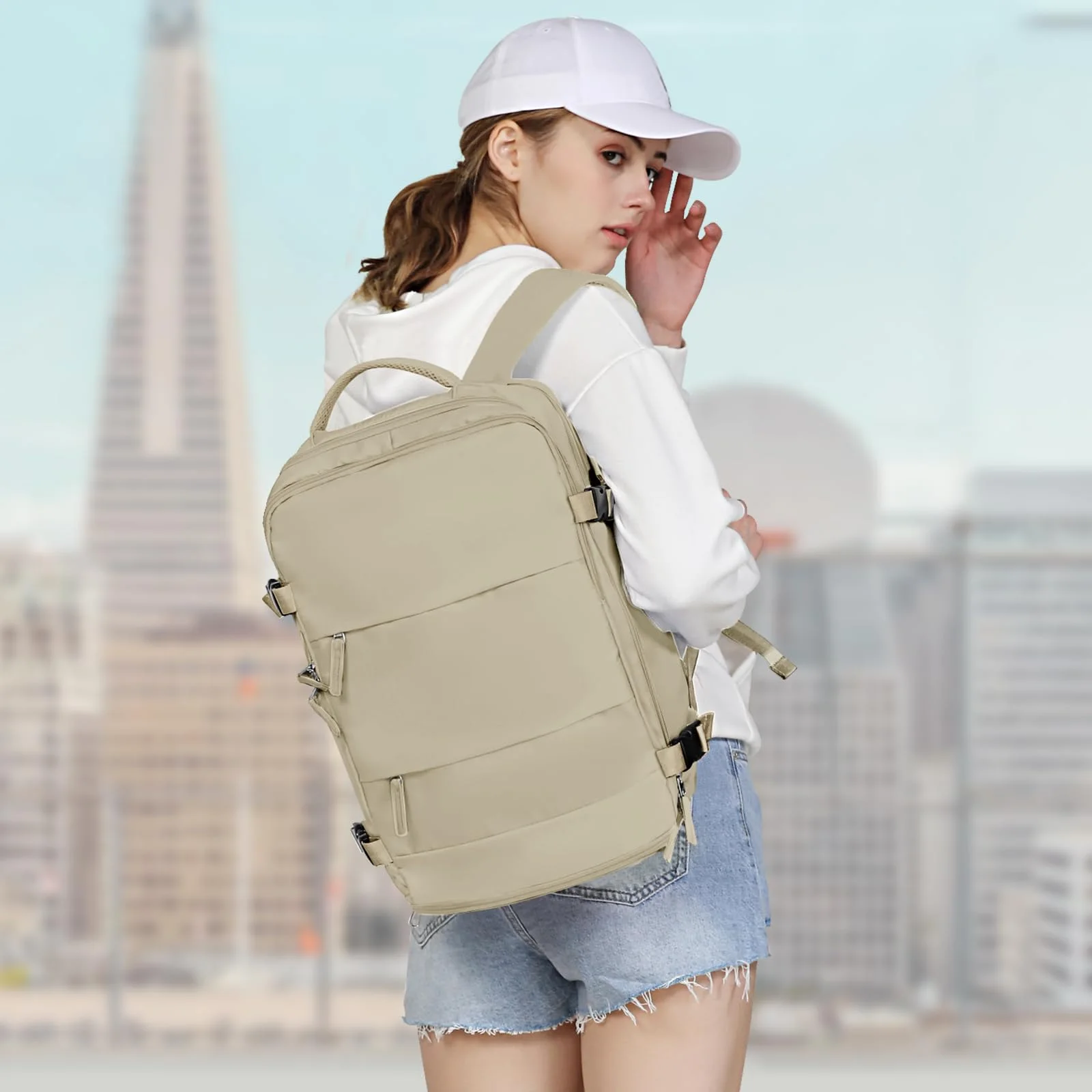 COOWOZ 25L Travel Backpack, Khaki, photo 3