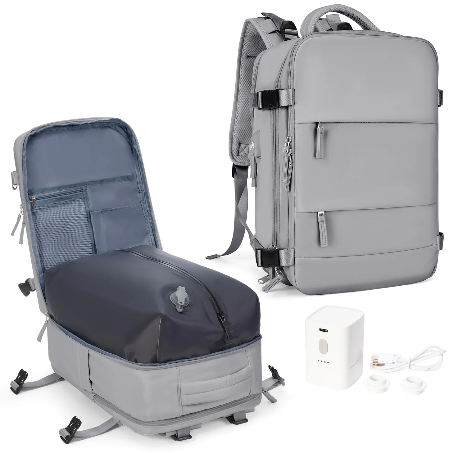 COOWOZ 30L Vacuum Travel Backpack, Grey