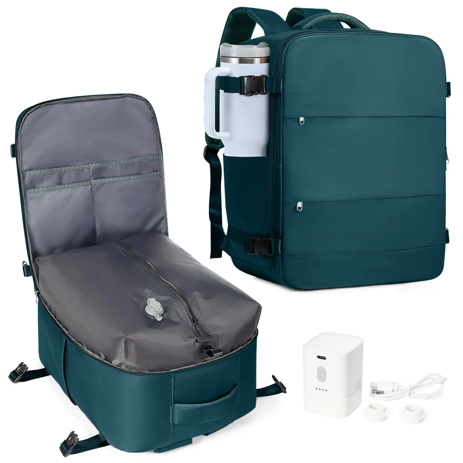 COOWOZ 33L Vacuum Travel Backpack, Peacock Blue