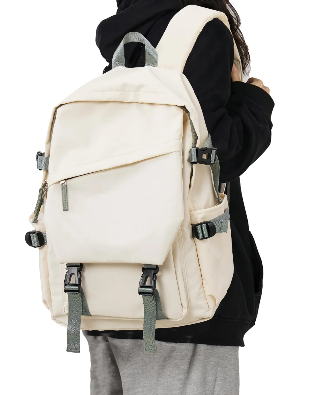 COOWOZ College Backpack, Large, Beige Green, photo 2