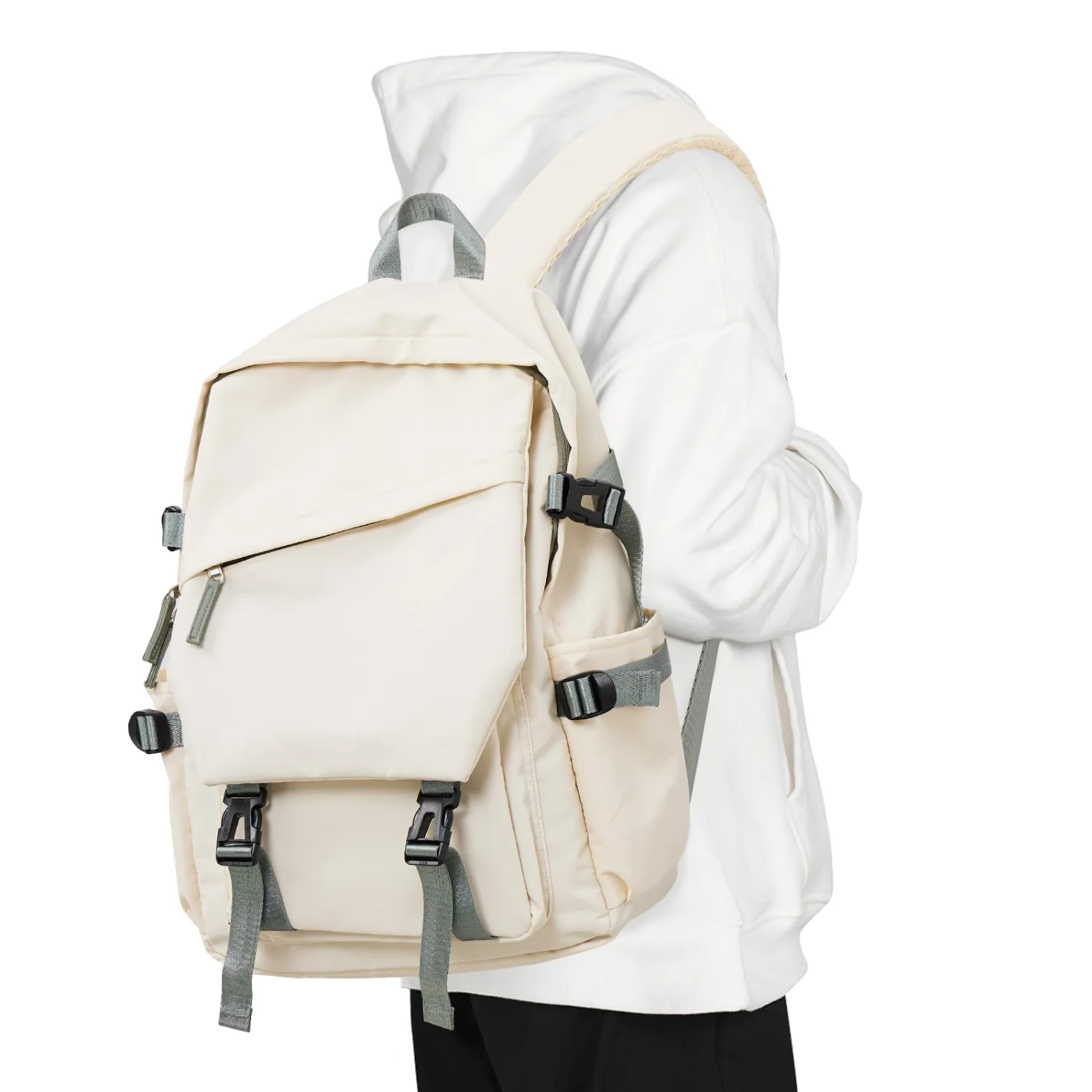 COOWOZ College Backpack, Large, Beige Green