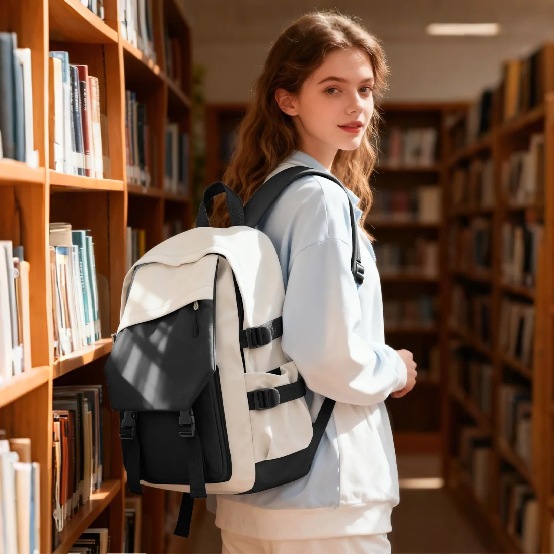 COOWOZ College Backpack, Black and White, photo 2