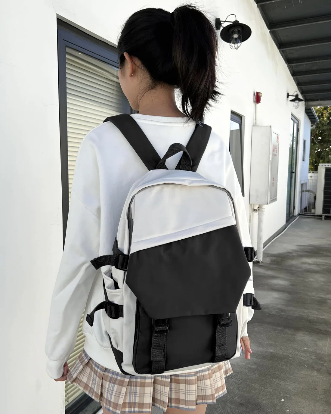 COOWOZ College Backpack, Black and White, photo 3