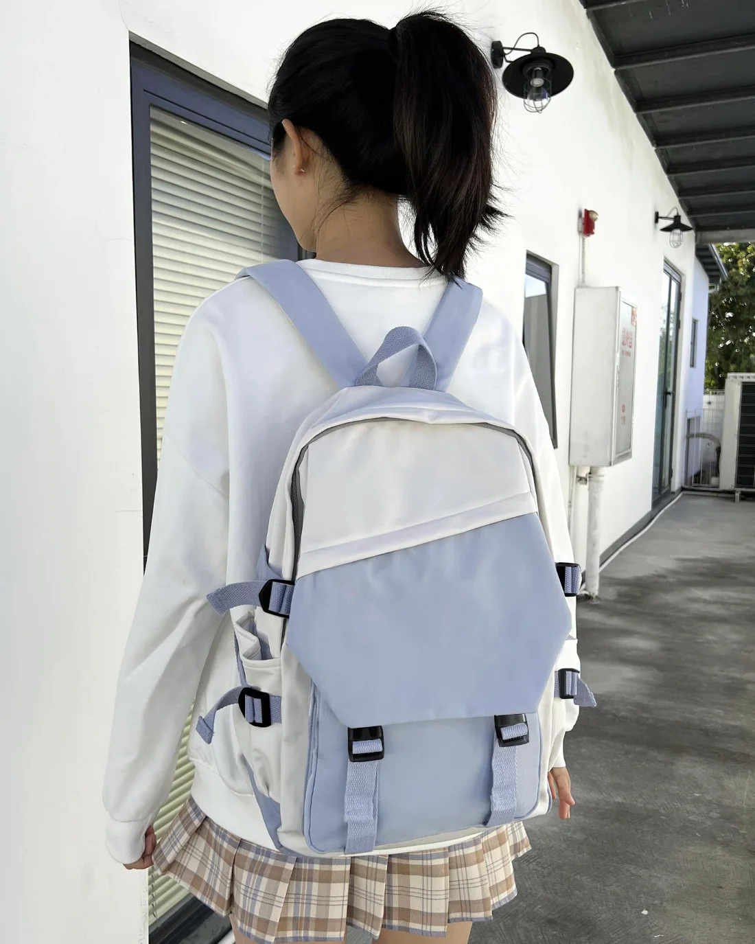 COOWOZ College Backpack, Blue and White, photo 2