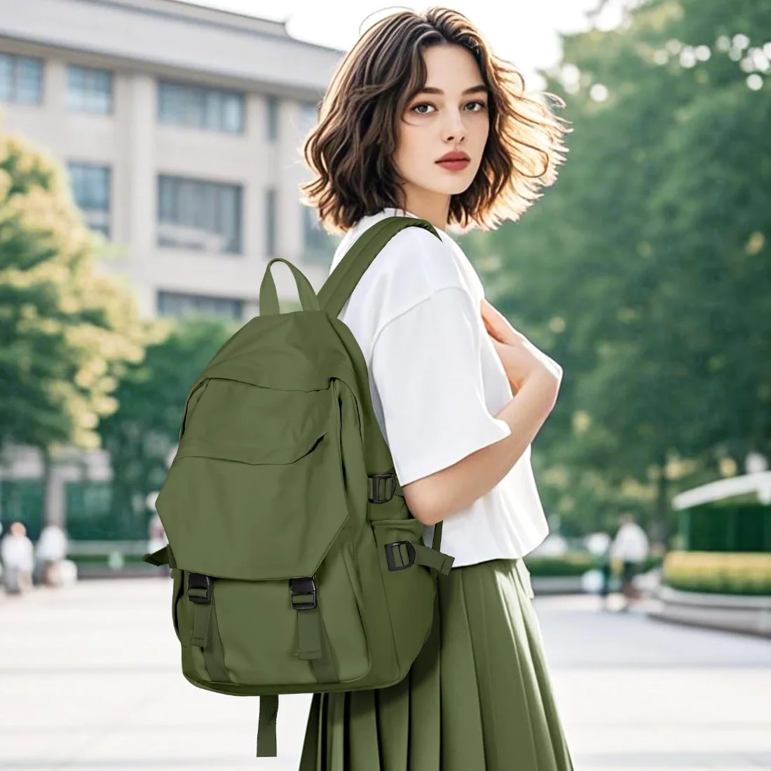 COOWOZ College Backpack, Green, photo 3