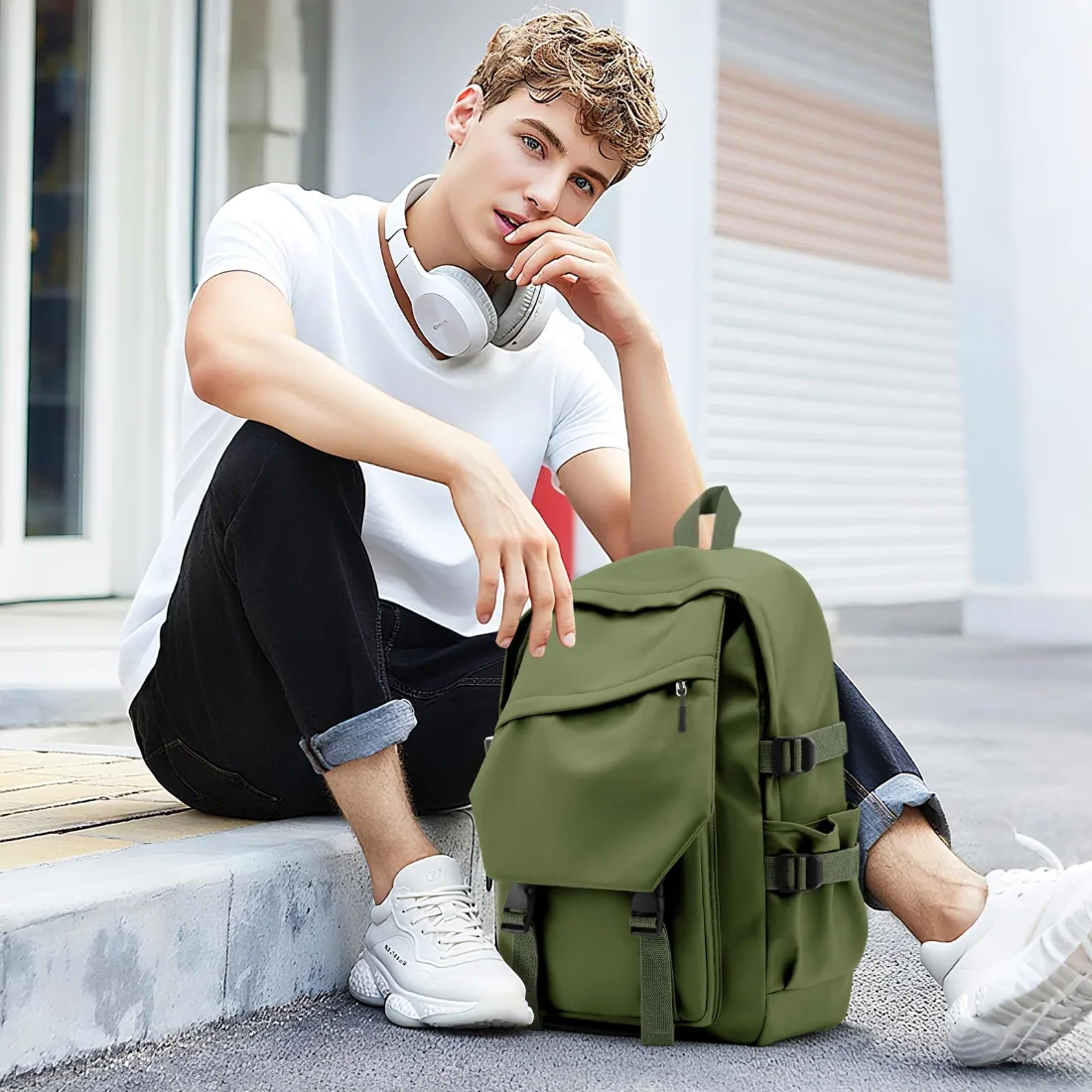 COOWOZ College Backpack, Green, photo 4