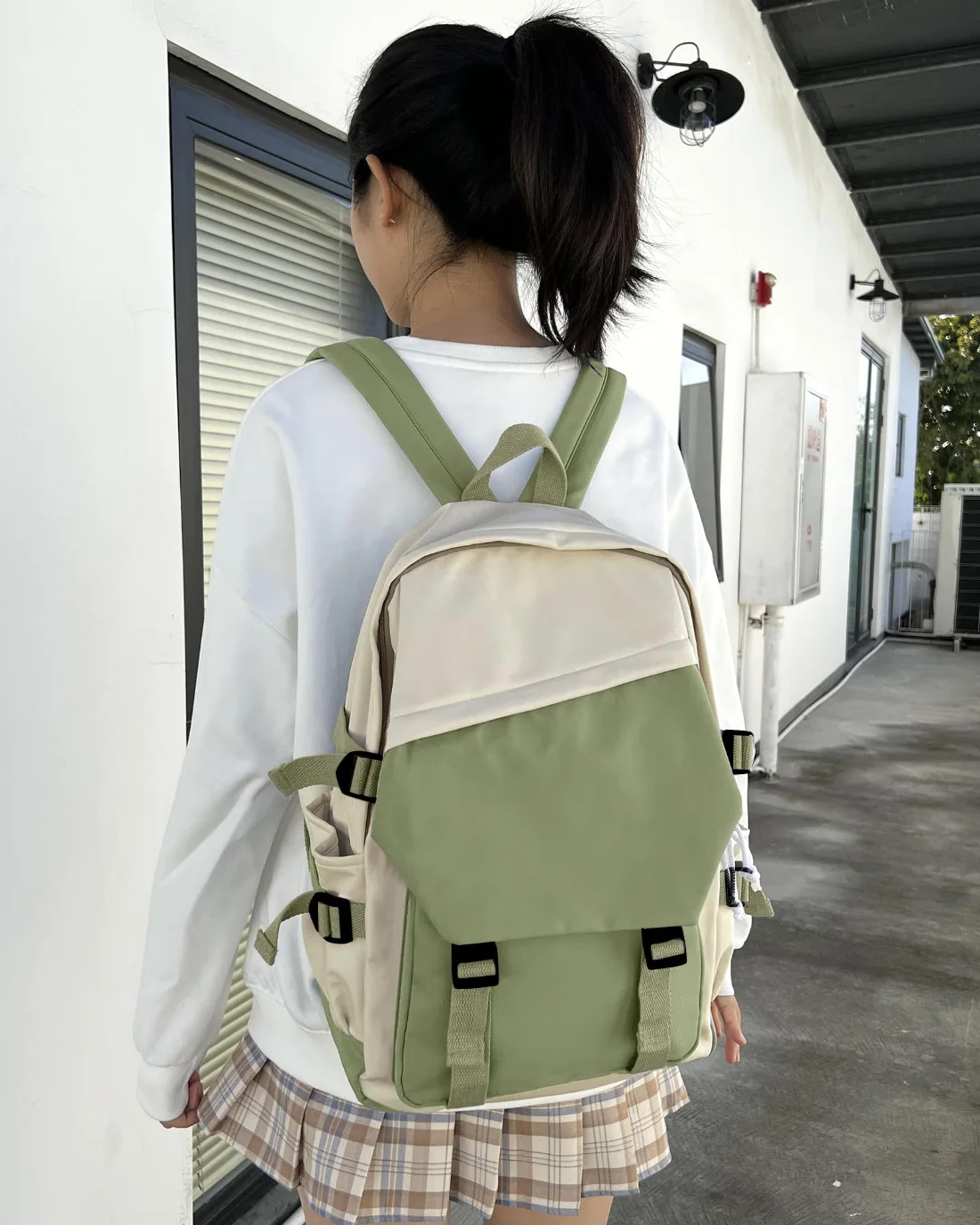COOWOZ College Backpack, Grey Green and White, photo 4