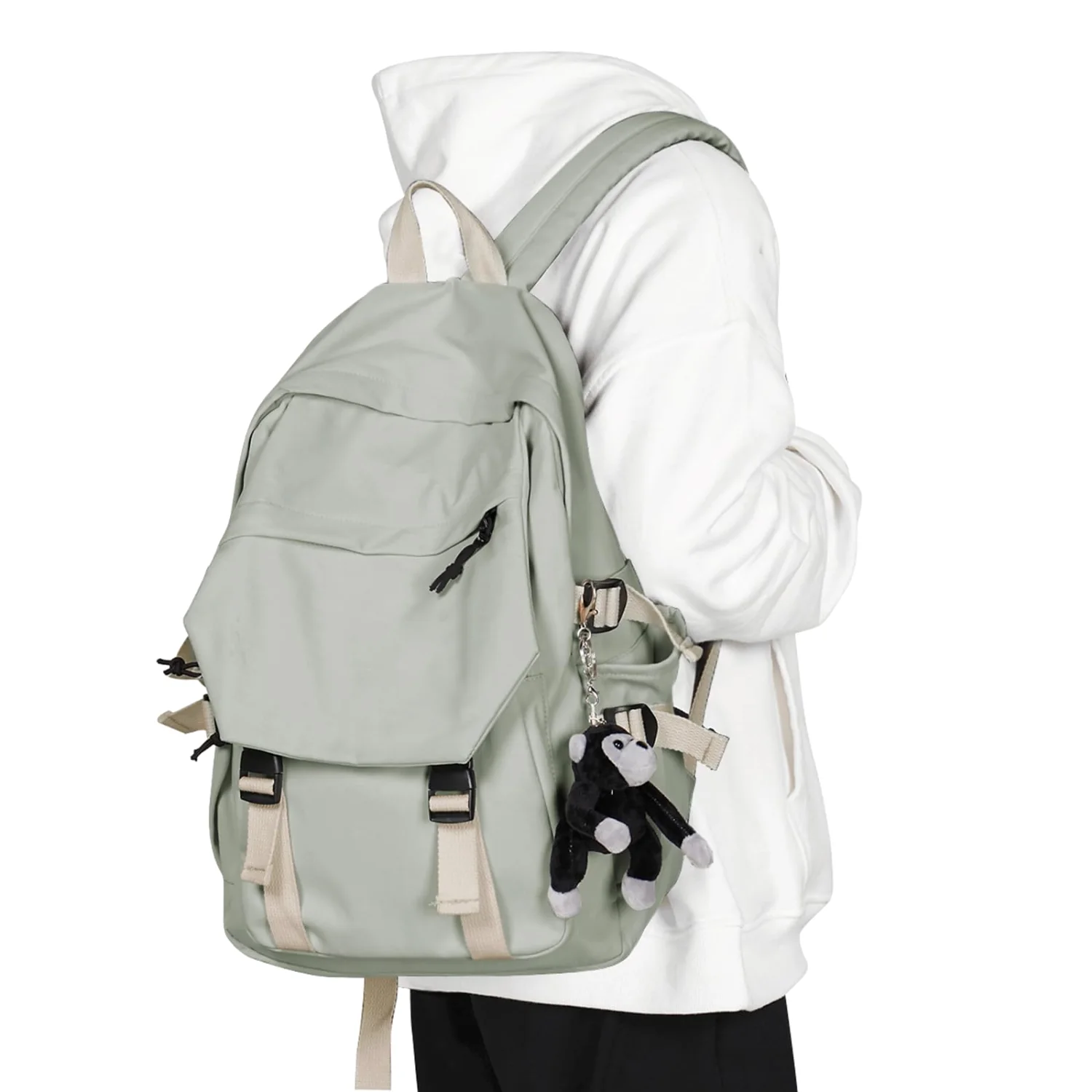 COOWOZ College Backpack, Grey Green