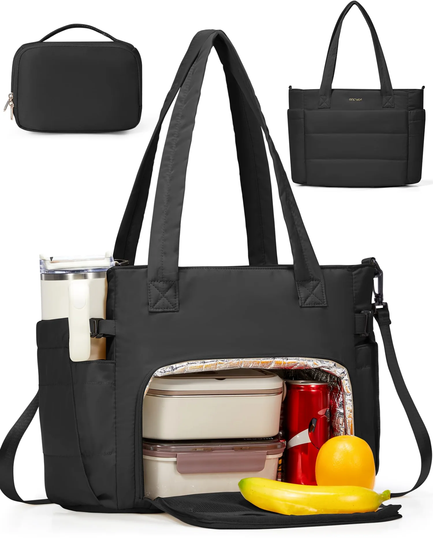 COOWOZ Insulated Lunch Tote, Black