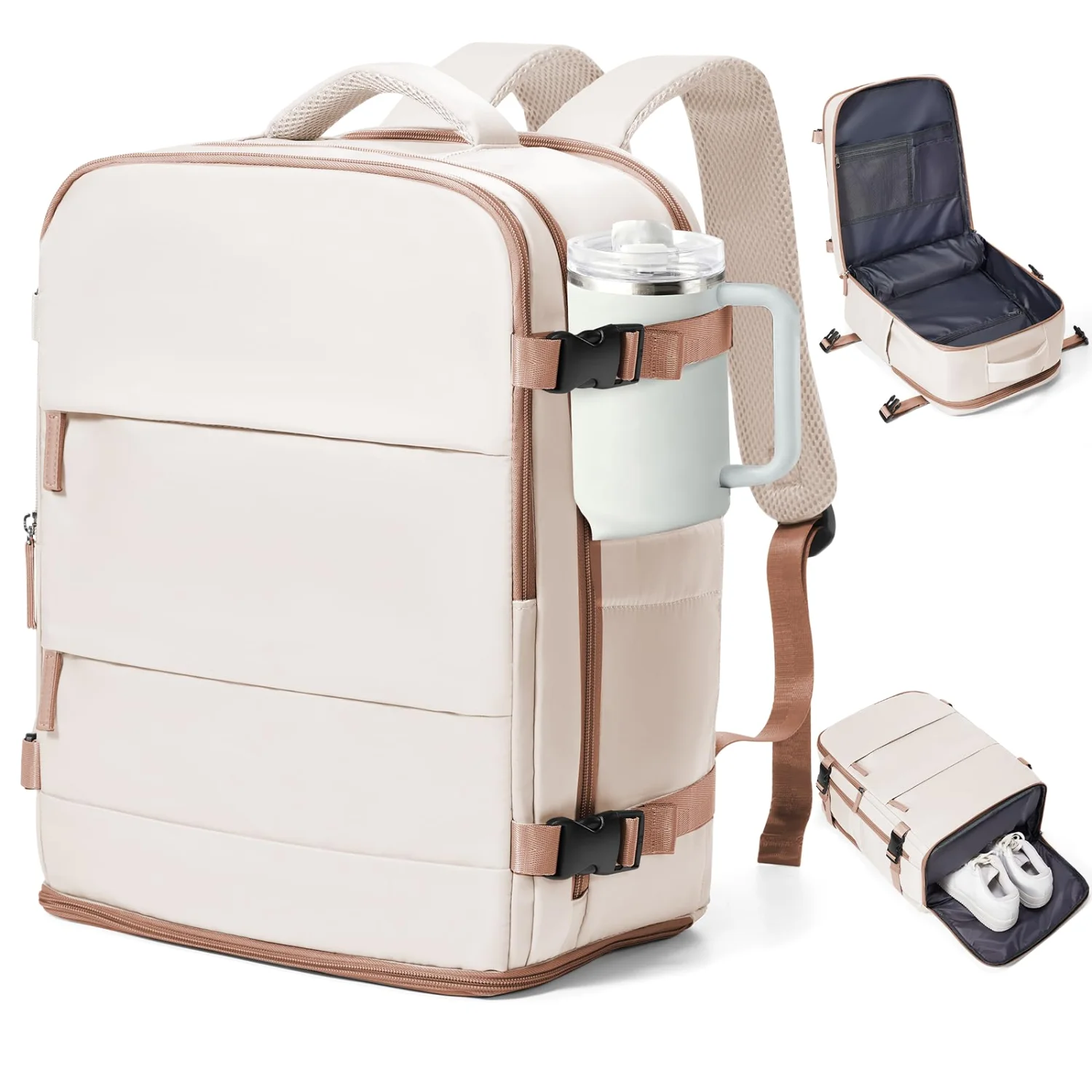 COOWOZ 20L Travel Backpack, Beige Brown