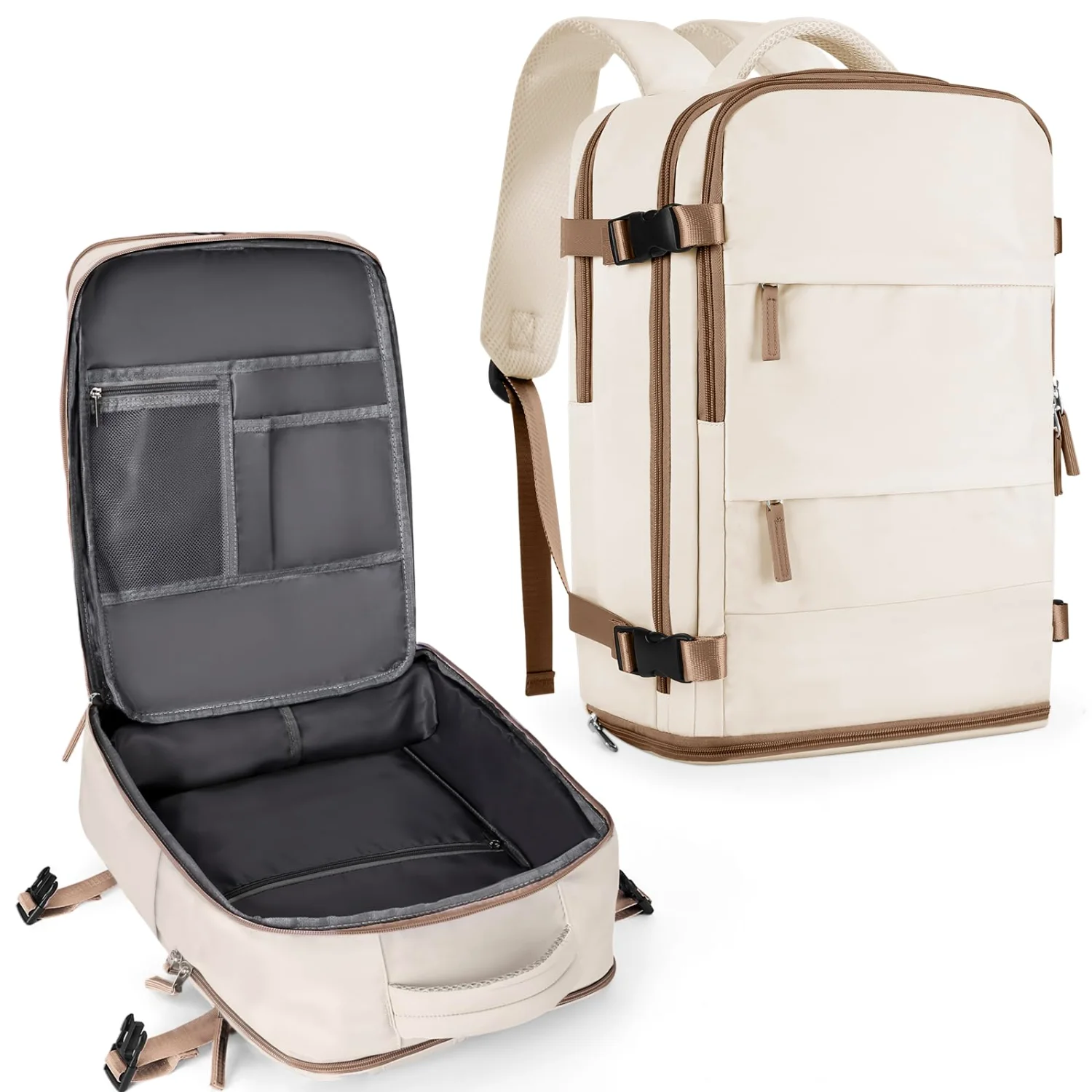 COOWOZ 25L Travel Backpack, Beige Brown