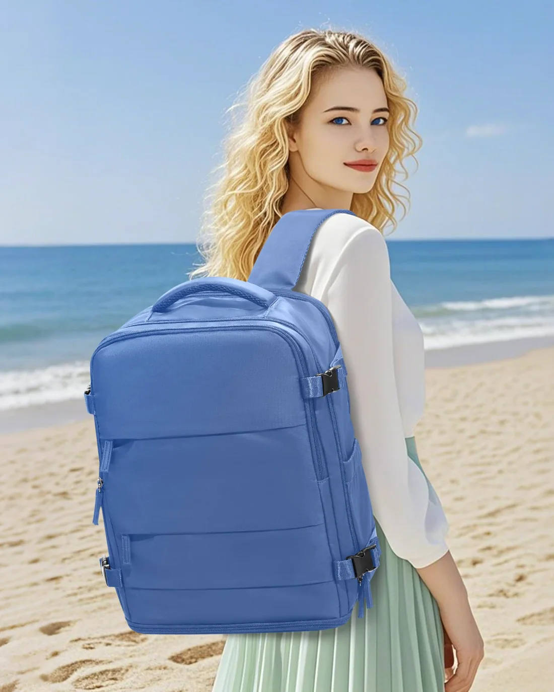 COOWOZ 33L Travel Backpack, Sky Blue, photo 3