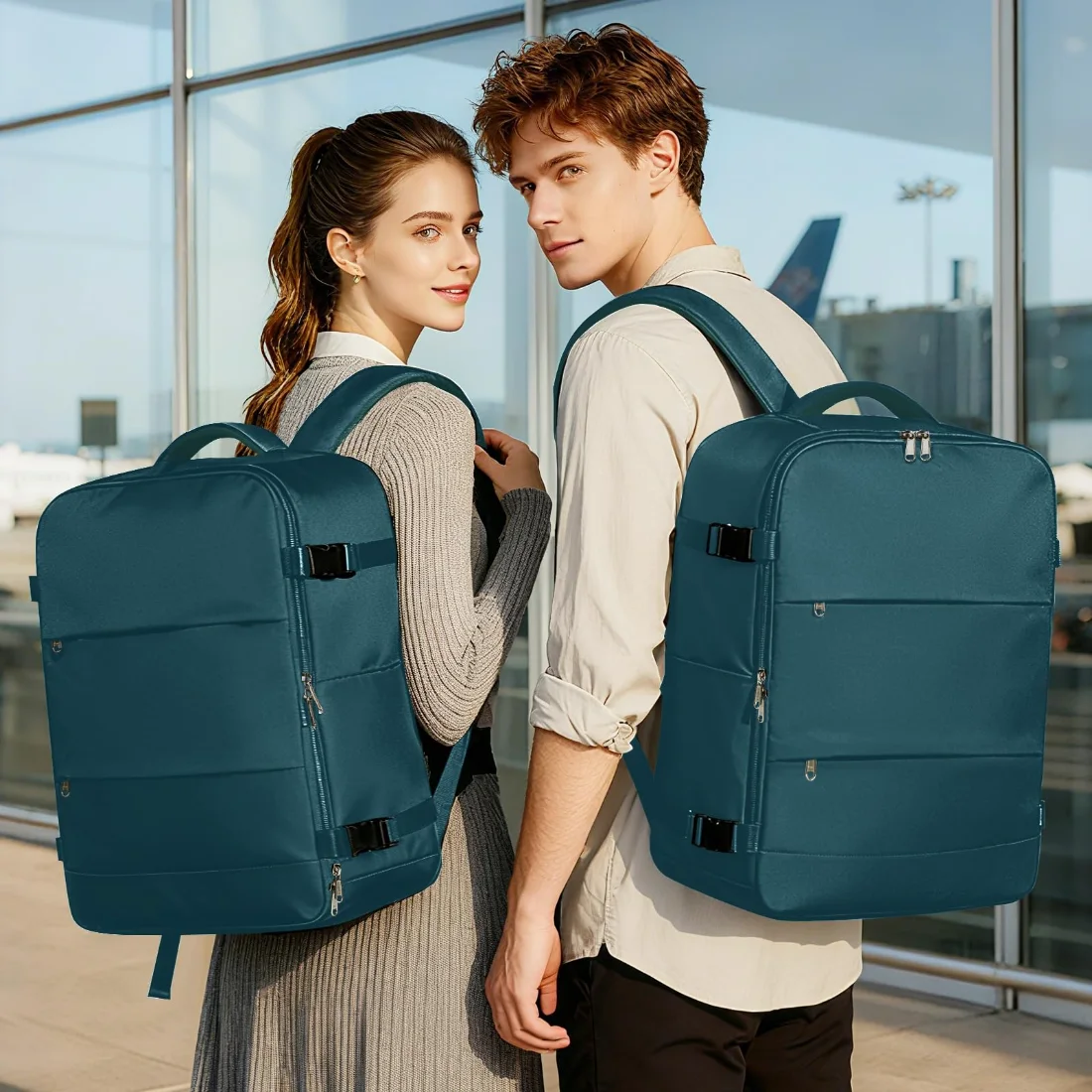 COOWOZ 33L Vacuum Travel Backpack, Peacock Blue, photo 2