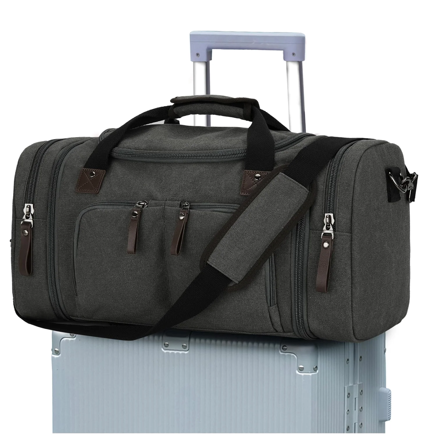 COOWOZ 40L Canvas Duffle Bag, Grey