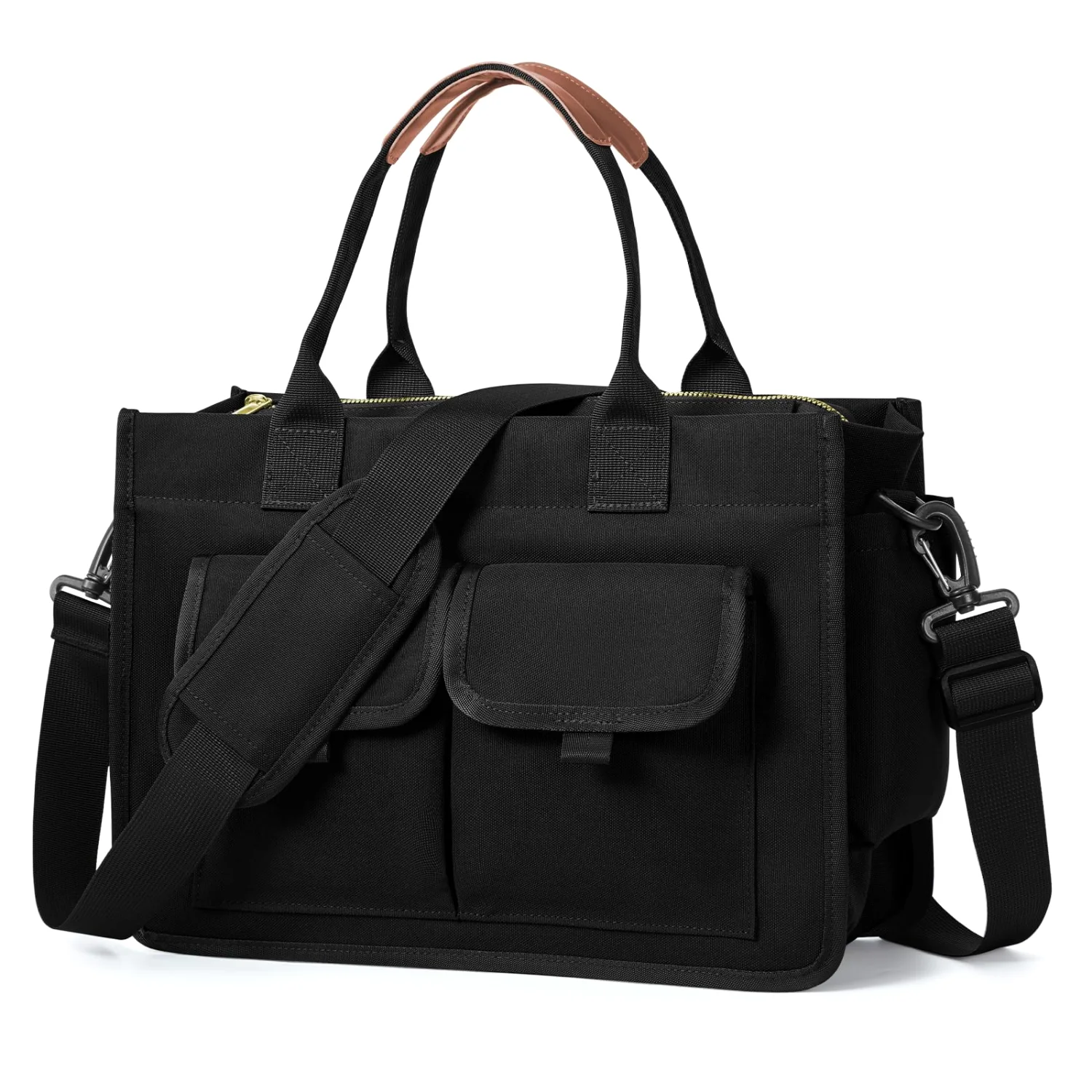 COOWOZ Canvas Work Tote, Black