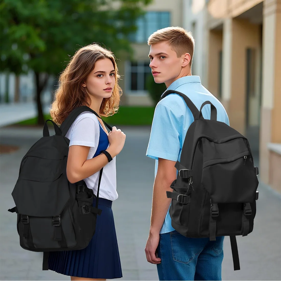 COOWOZ College Backpack, Large, Black, photo 2