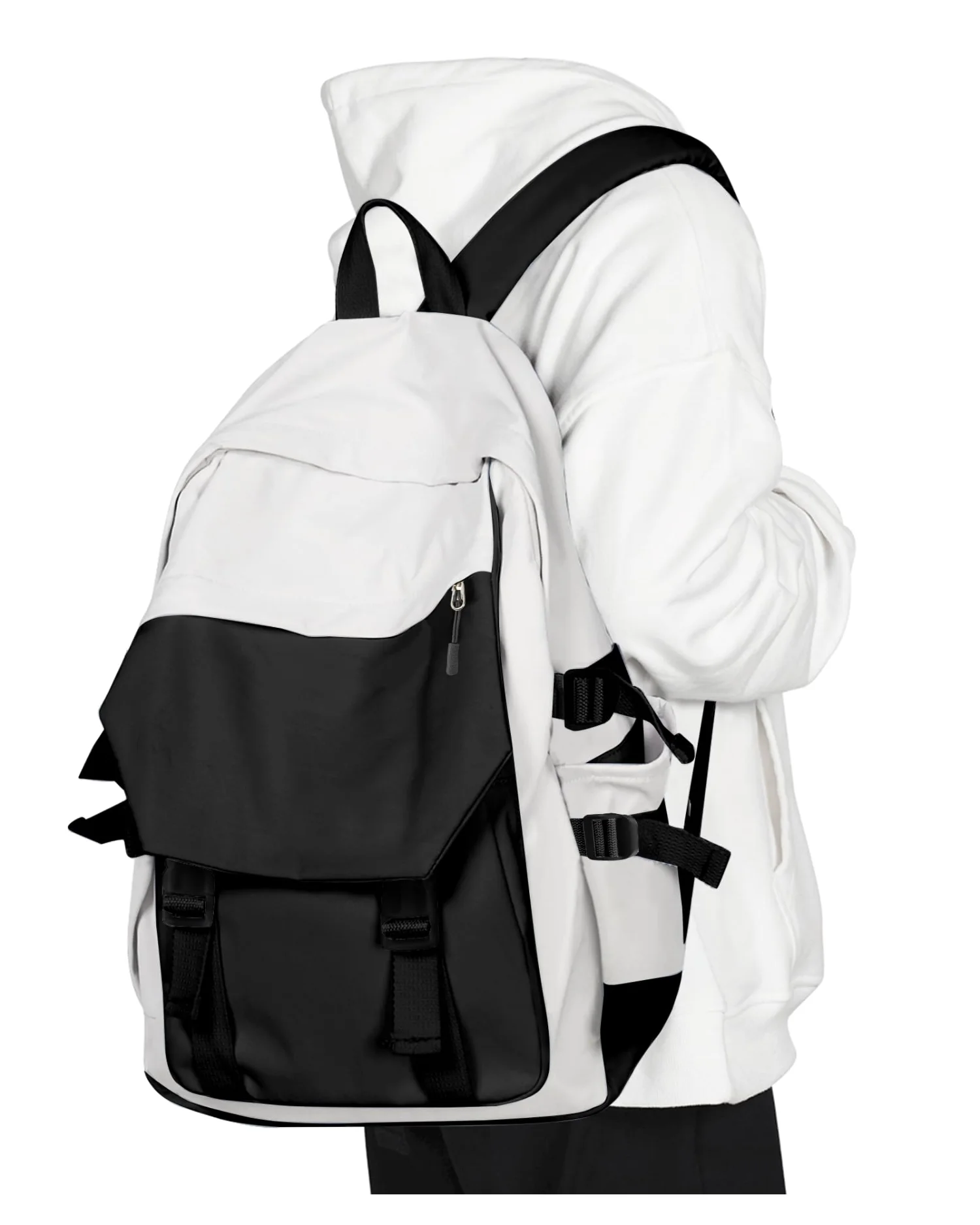 COOWOZ College Backpack, Black and White