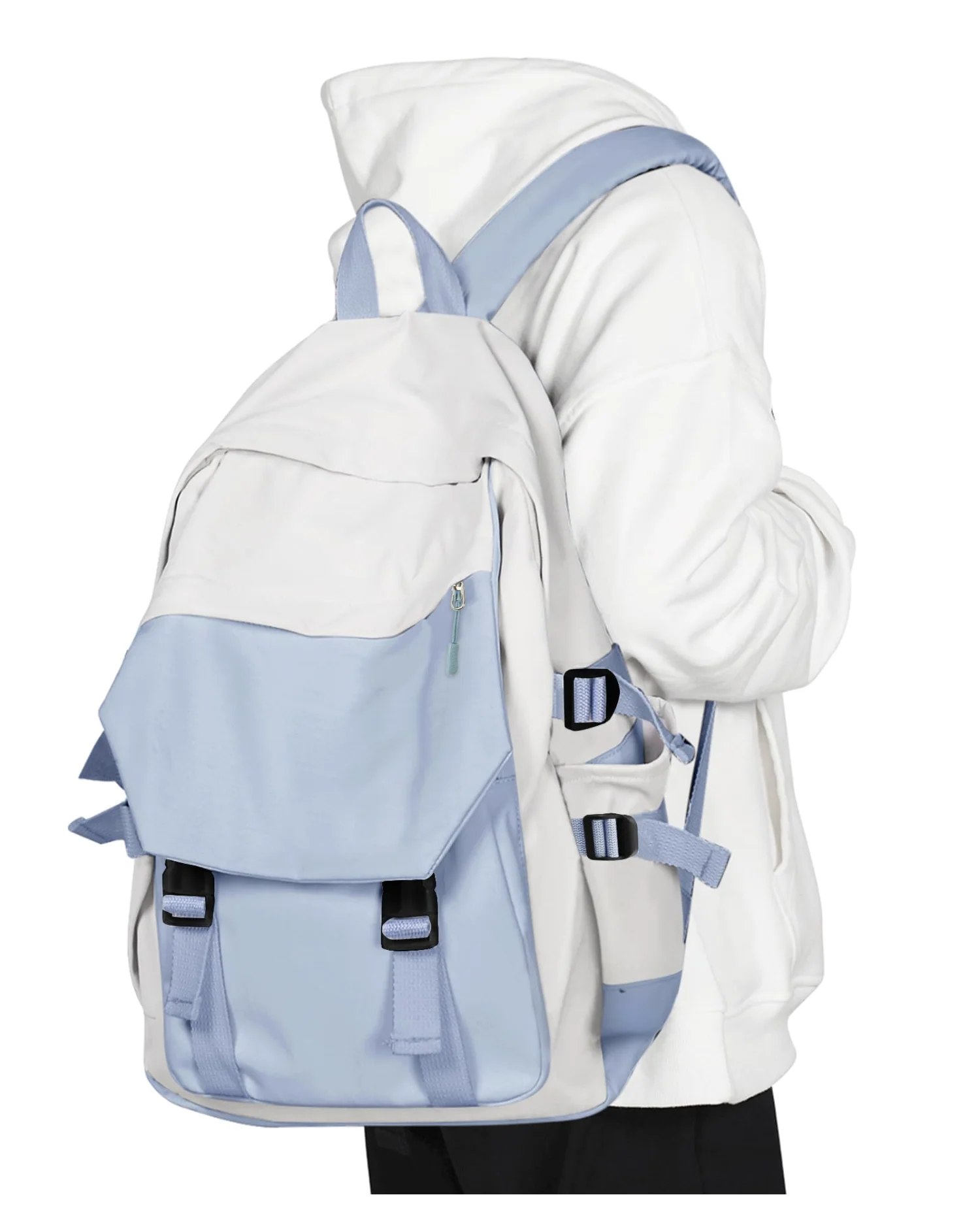 COOWOZ College Backpack, Blue and White
