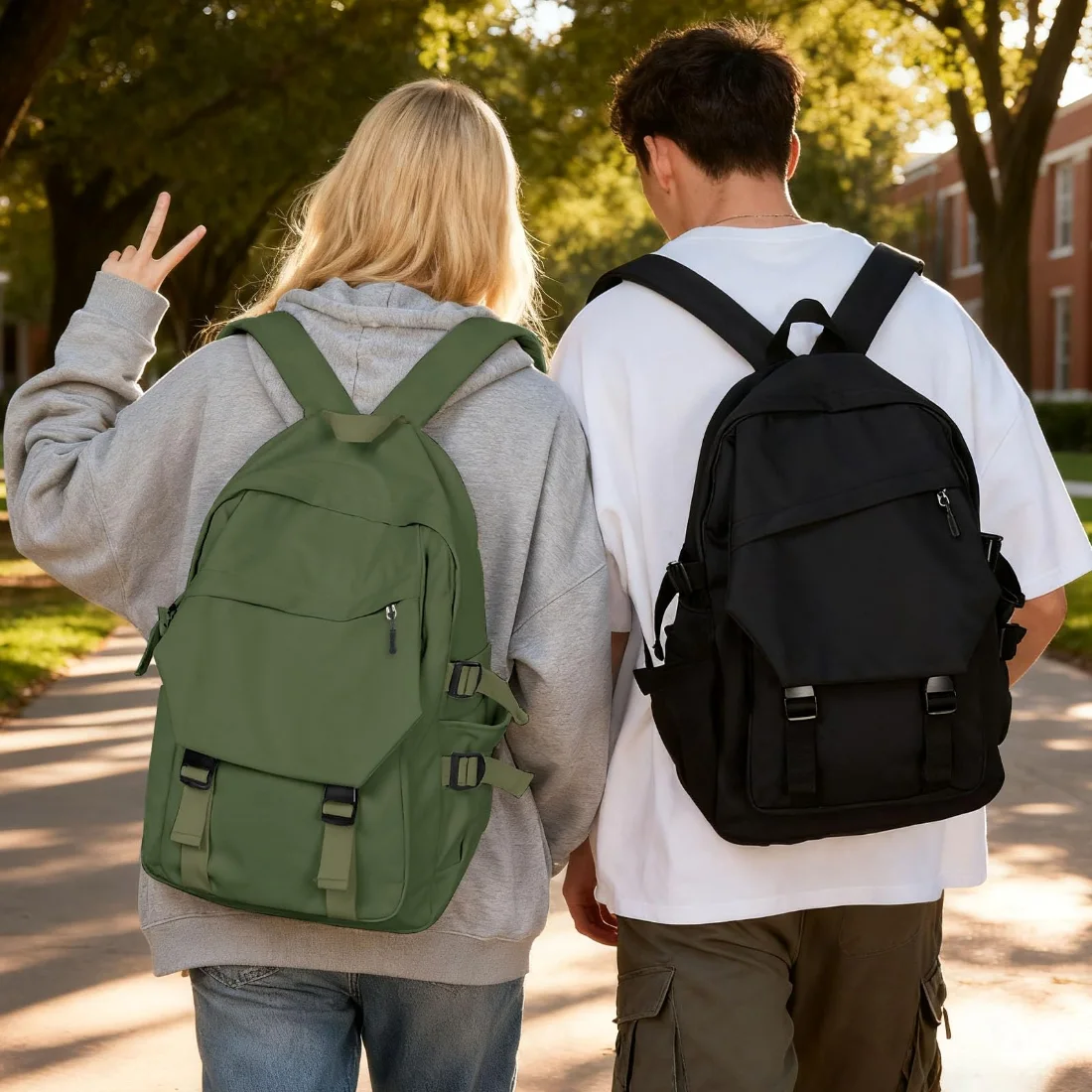 COOWOZ College Backpack, Green, photo 2