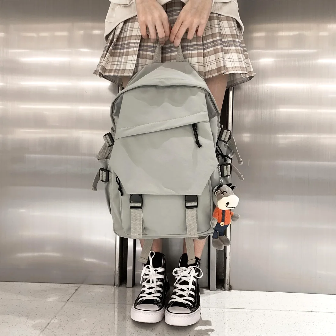 COOWOZ College Backpack, Grey Green, photo 3