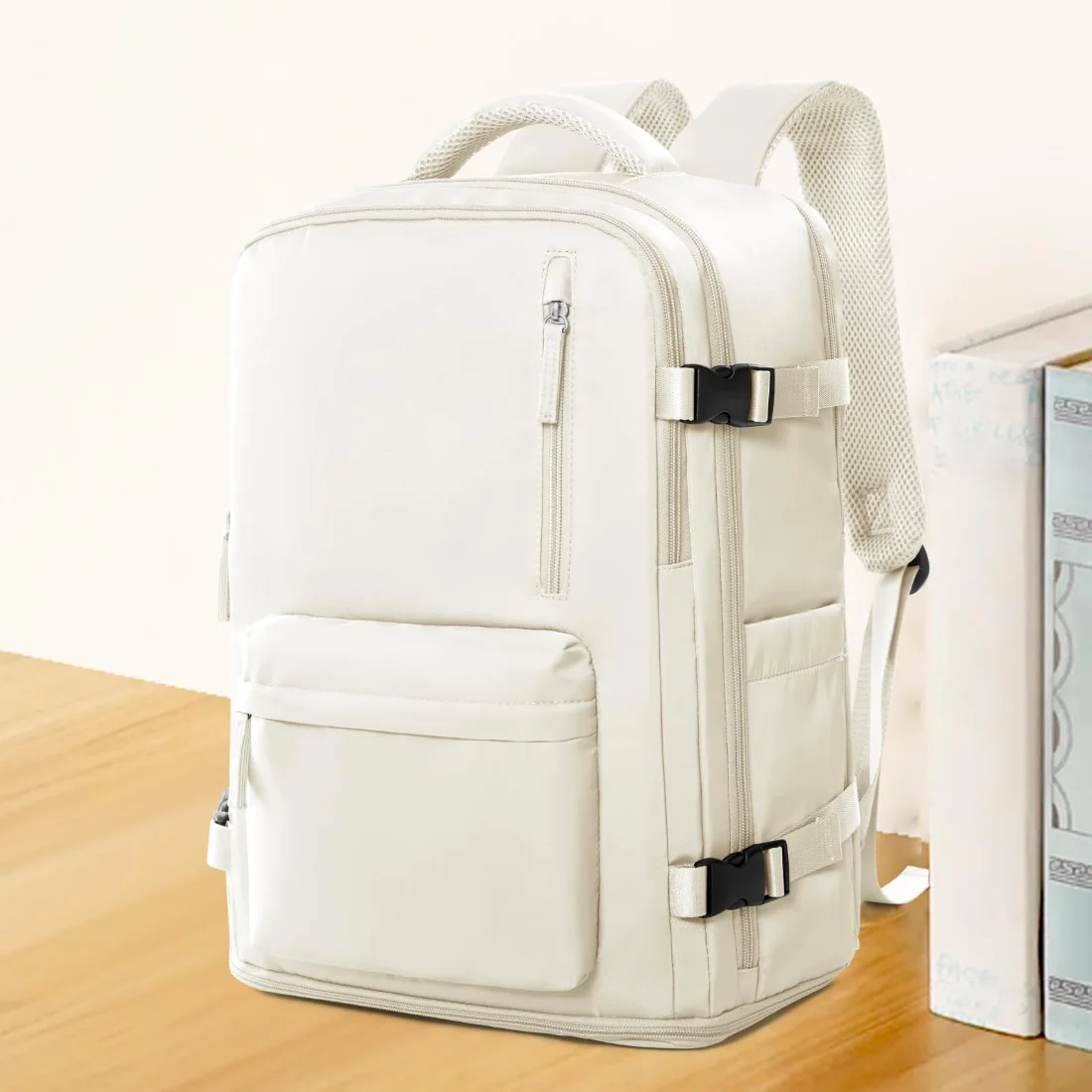 COOWOZ Front-Pocket Carry-On Backpack, Beige, photo 2