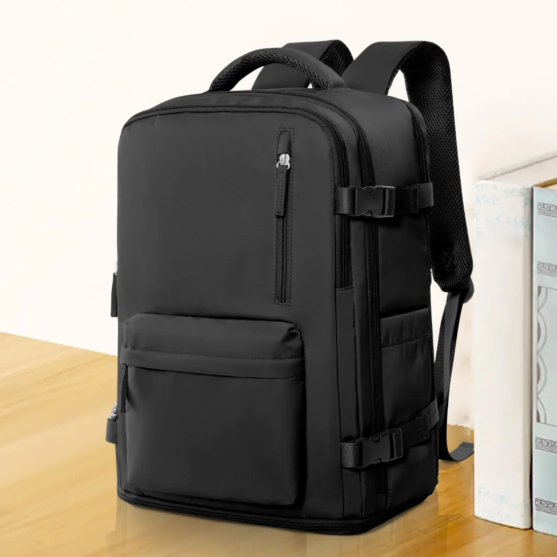 COOWOZ Front-Pocket Carry-On Backpack, Black, photo 2