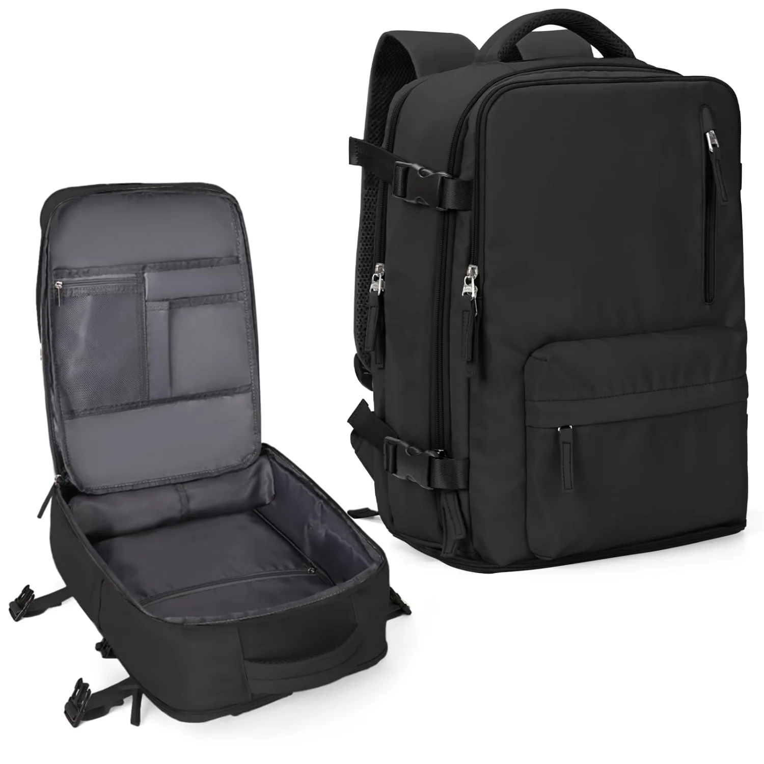 COOWOZ Front-Pocket Carry-On Backpack, Black
