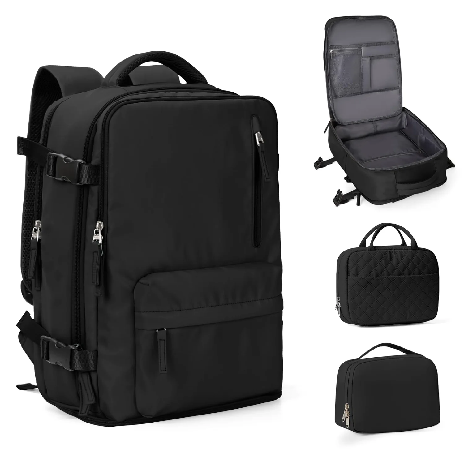 COOWOZ Front-Pocket Carry-On Backpack, Black