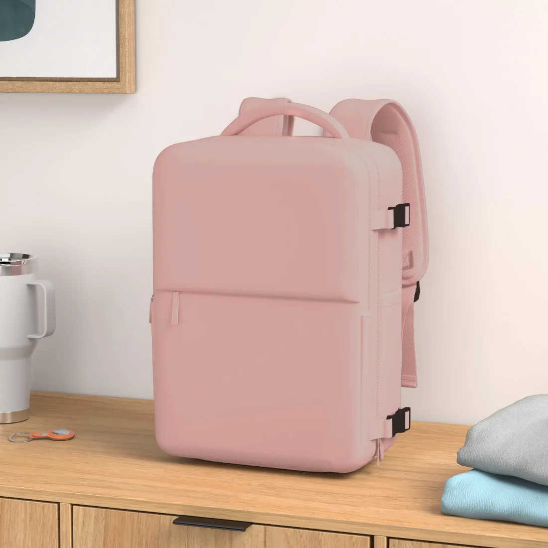 COOWOZ Clamshell Carry-On Backpack, Pink, photo 2