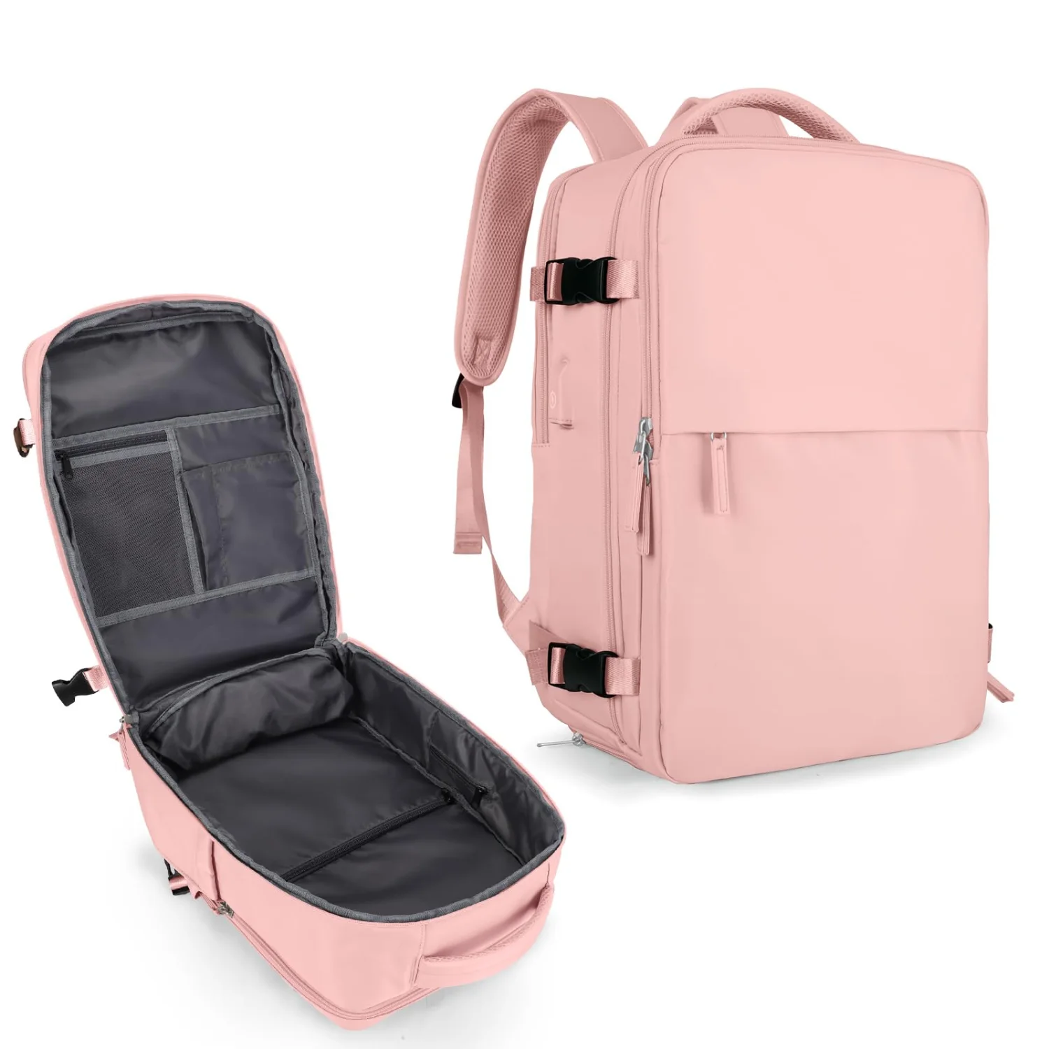 COOWOZ Clamshell Carry-On Backpack, Pink