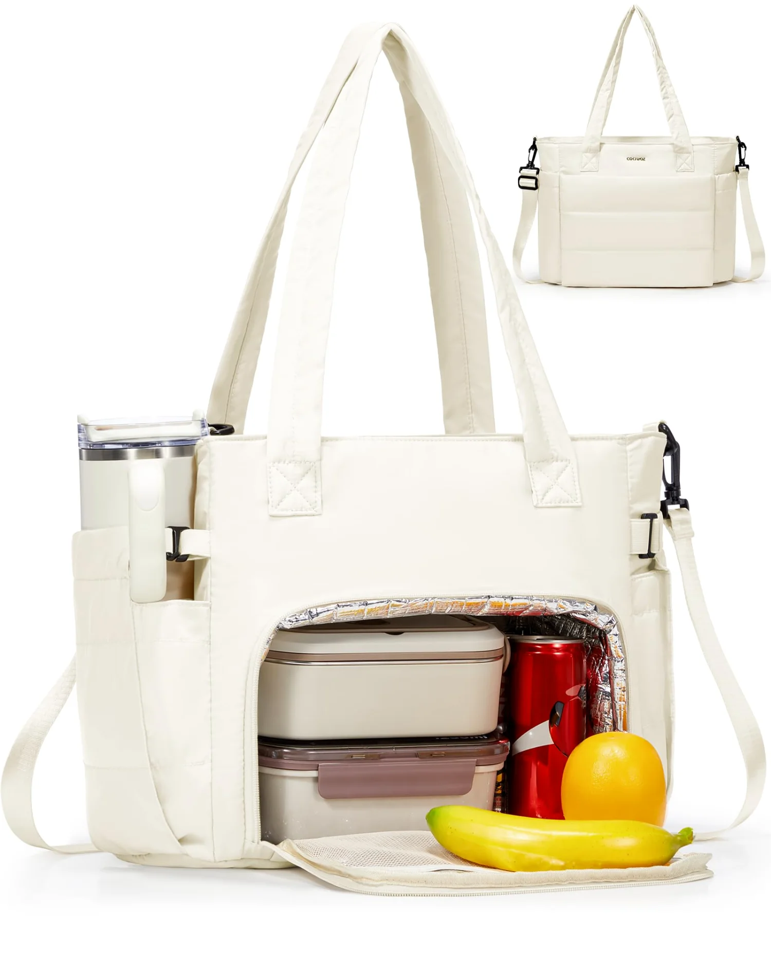 COOWOZ Insulated Lunch Tote, Beige