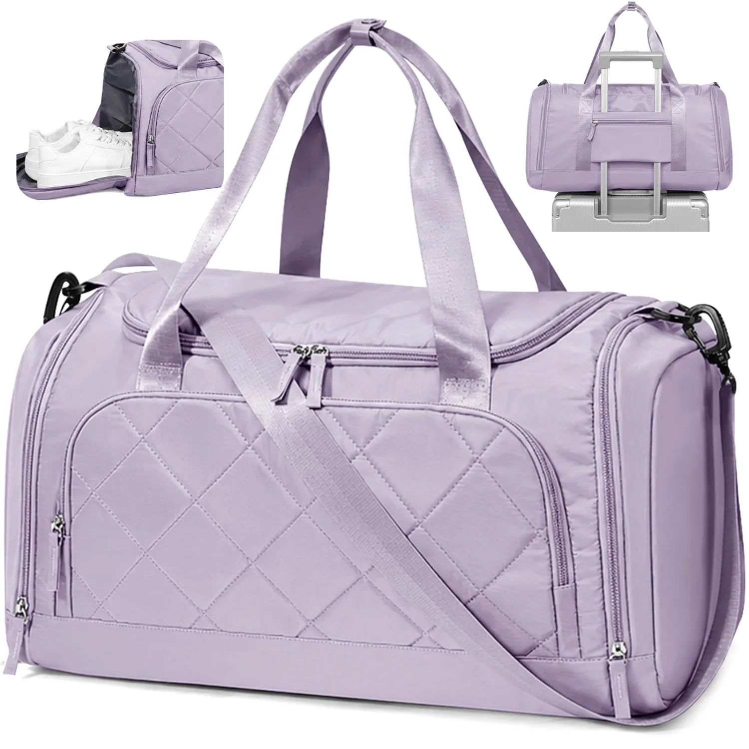COOWOZ Quilted Weekender Bag, Purple