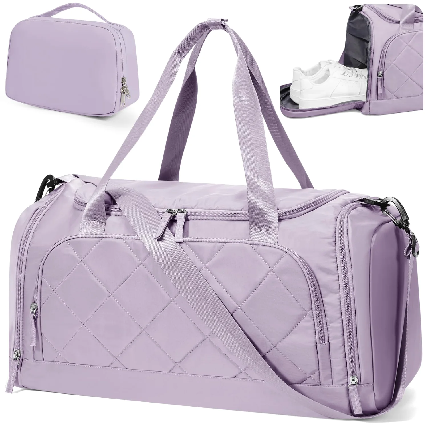 COOWOZ Quilted Weekender Bag, Purple