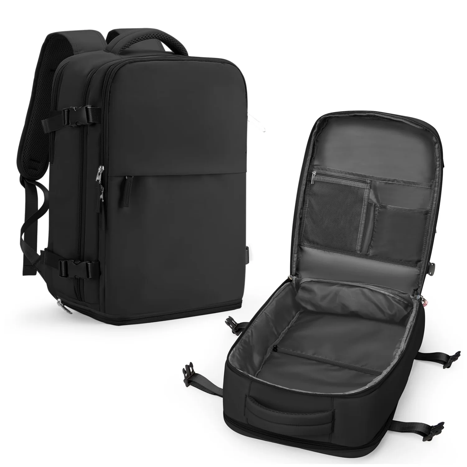 COOWOZ Clamshell Carry-On Backpack XL, Black