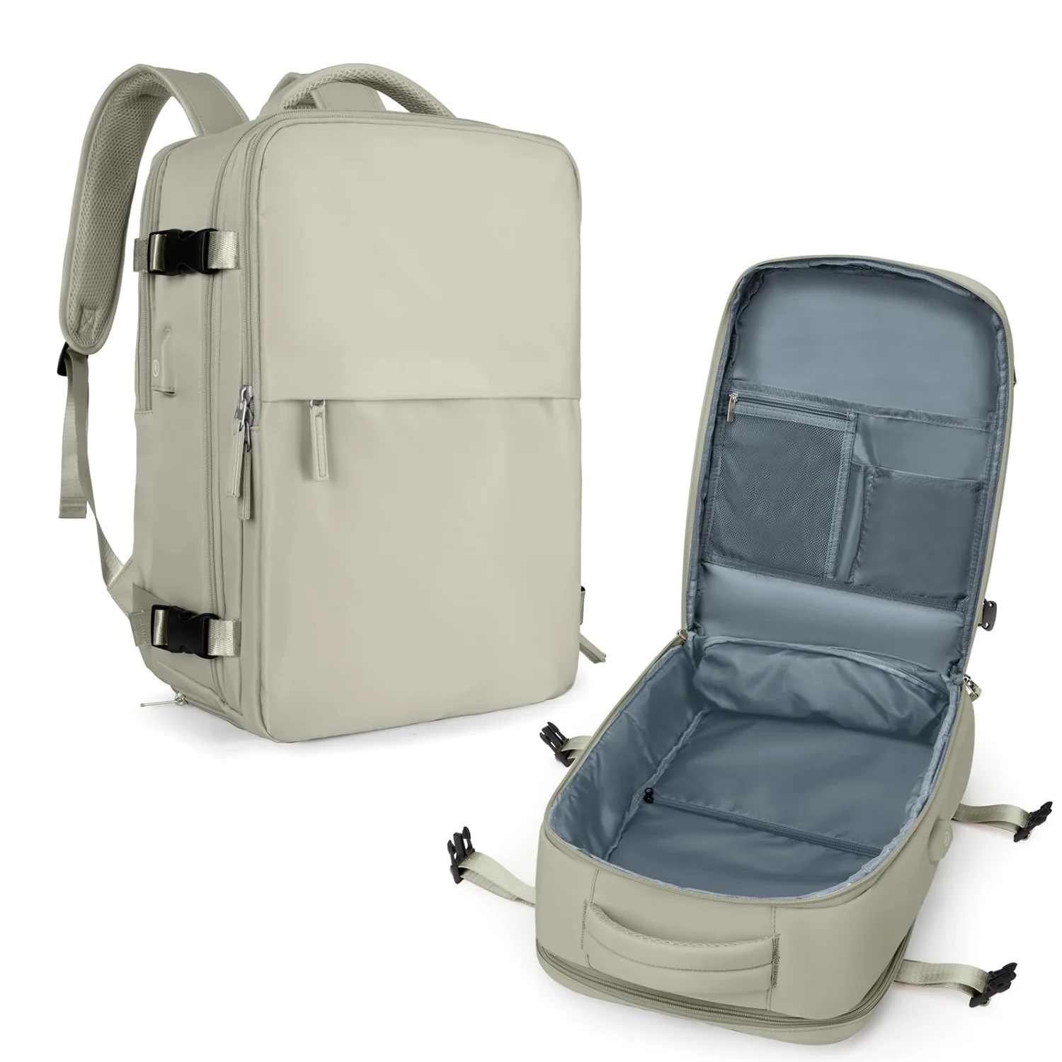 COOWOZ Clamshell Carry-On Backpack XL, Taupe
